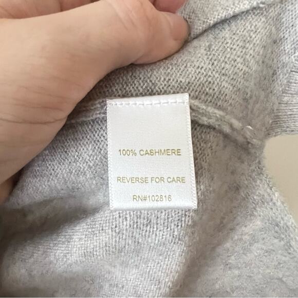 Garnet Hill Light Grey Cashmere Embellished Cardigan - Picture 4 of 5